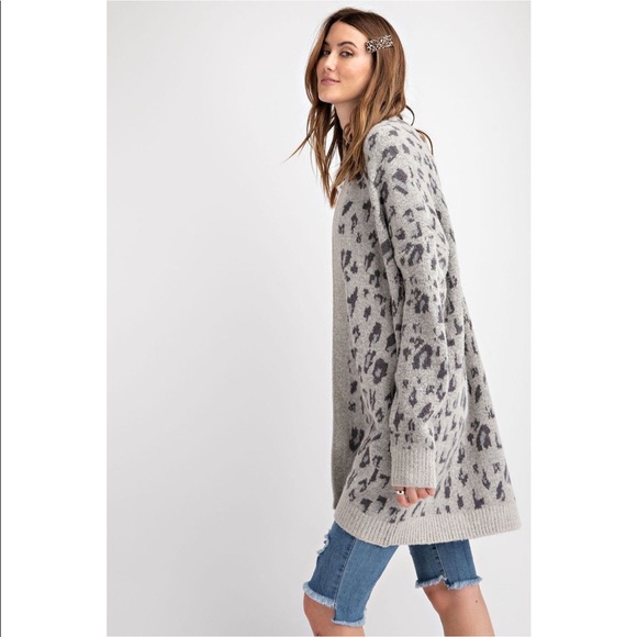 Leopard Print Open Front Cardigan - Picture 4 of 5